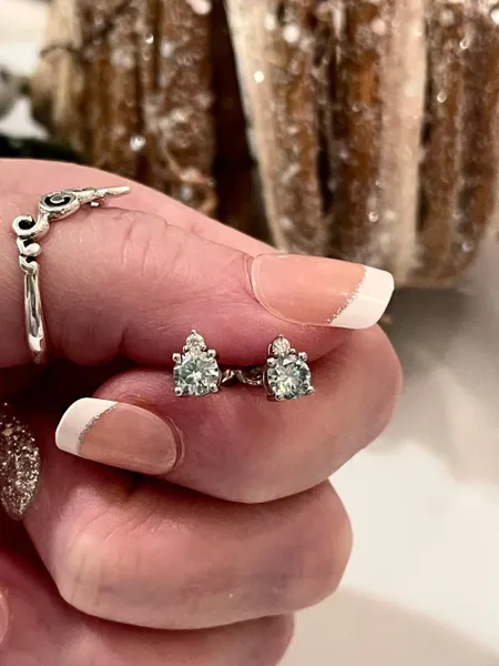 1.0CT Certified Moissanite Blue Diamond Earrings