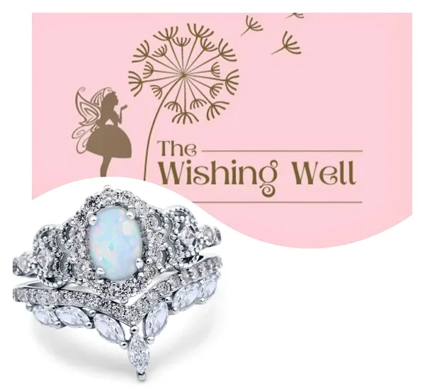 Wedding Band Bridal Ring Oval Accent Vintage Lab Created White Opal 925 Sterling Silver