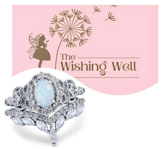 Wedding Band Bridal Ring Oval Accent Vintage Lab Created White Opal 925 Sterling Silver