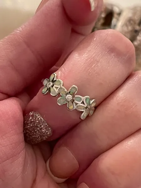 Plumeria Flower Ring Band Lab Created White Opal Solid 925 Sterling Silver (8mm)