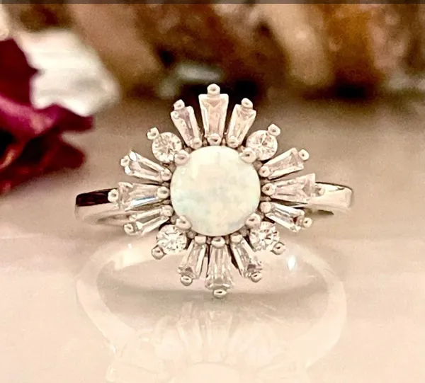 Halo Floral Style Vintage Wedding Ring Lab Created 925 Sterling Silver Ring