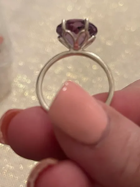 6.48CT Amethyst & 925 sterling silver ring size 9. Artisan Handmade