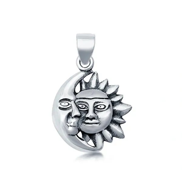 Sterling Silver Moon and Sun Pendant Charm 925 Solid Sterling Silver