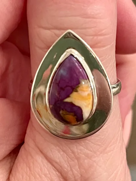 Spiny Oyster Purple Copper .925 sterling silver ring handmade SZ 8