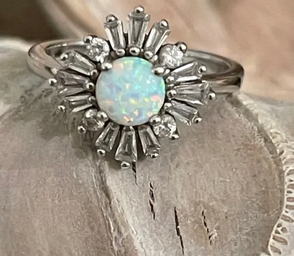 Halo Floral Style Vintage Wedding Ring Lab Created 925 Sterling Silver Ring