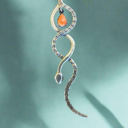 Spiny Oyster .925 Sterling Silver Snake Pendant 3”