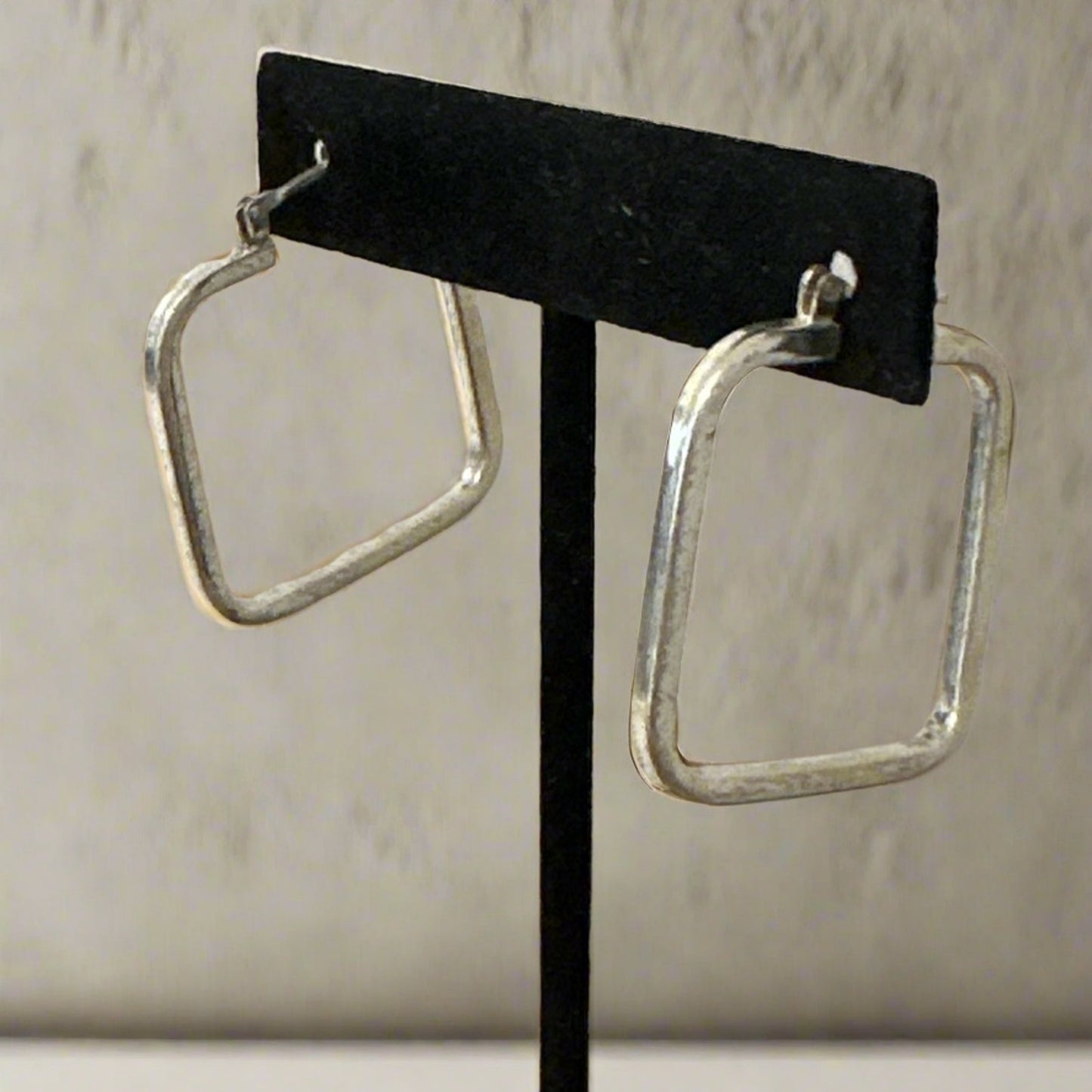 Vintage Square Hoop .925 Sterling Silver Earrings Sterling 1.25”