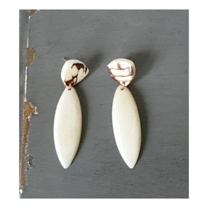 Handcrafted Fair Trade Tagua Nut Dangle Earrings - Made in Ecuador