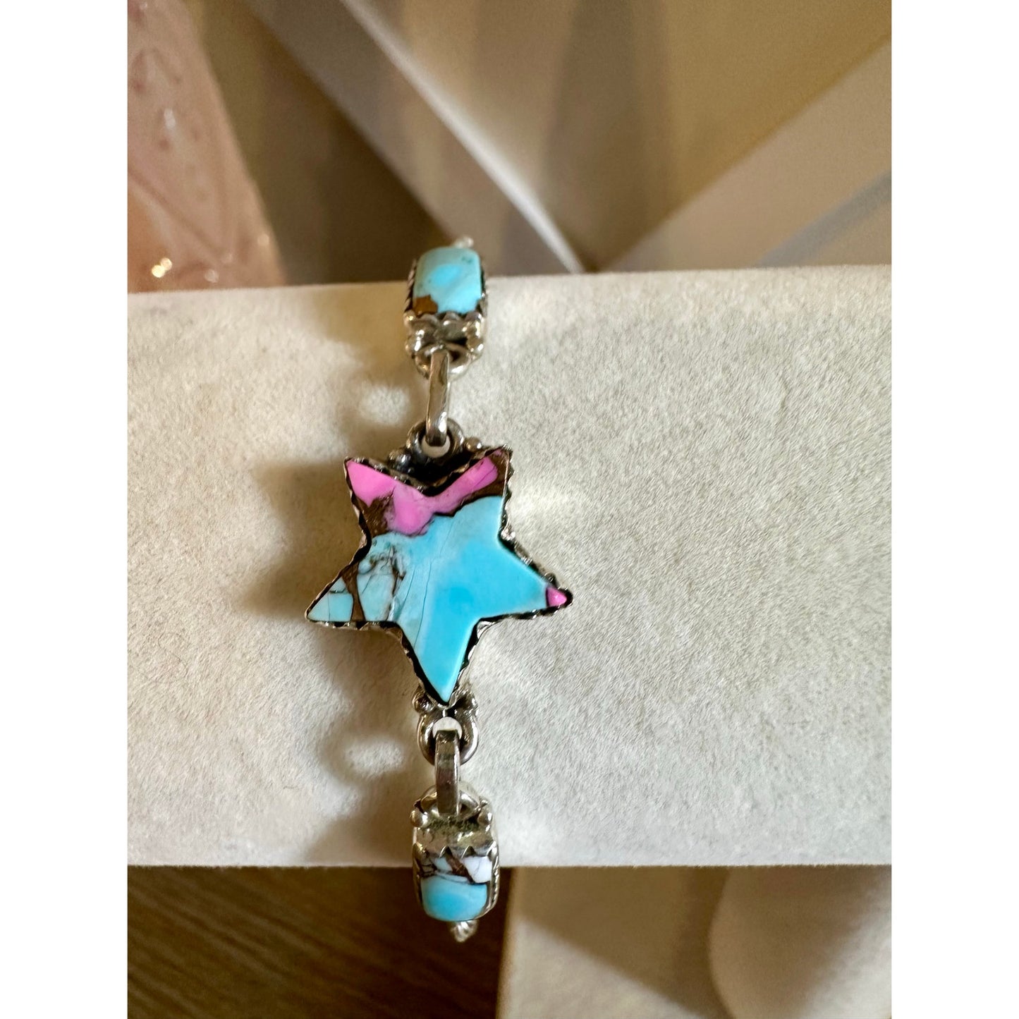 Cotton Candy Turquoise | Star Bracelet | 925 Sterling | Size 6-8” Adjustable