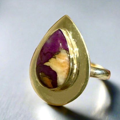 Purple Copper Kingman Turquoise Ring Sterling Size 8