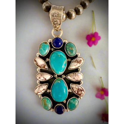 Kingman Blue & Green Turquoise Wildhorse Jasper Lapis Pendant
