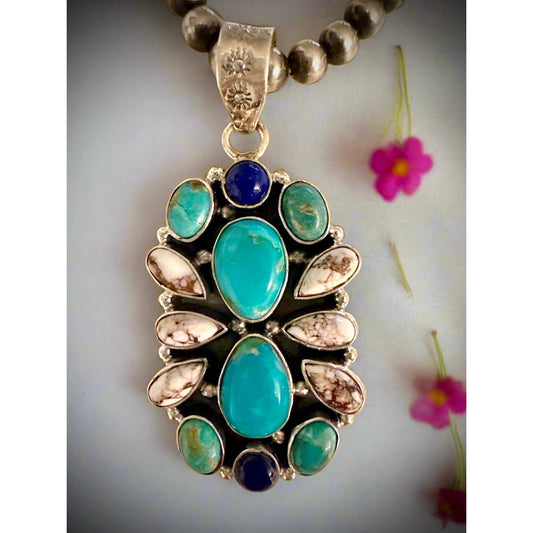 Kingman Blue & Green Turquoise Wildhorse Jasper Lapis Pendant