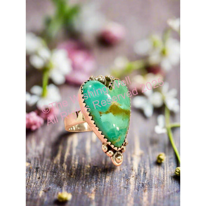 Sonoran Gold Turquoise | Heart Shape Ring | Sterling Silver | Adjustable 5-10