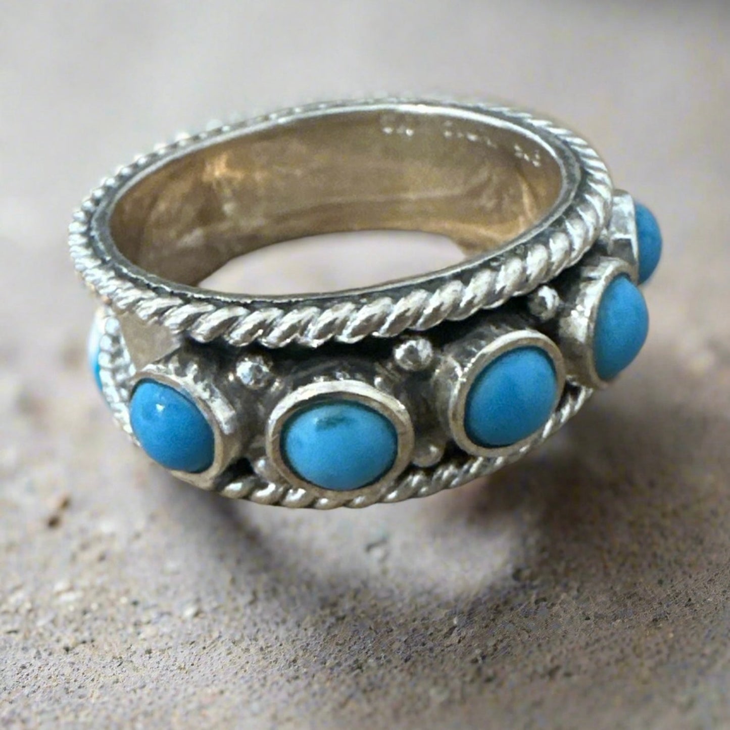 Estate Turquoise  .925 Sterling Silver Ring Size 7