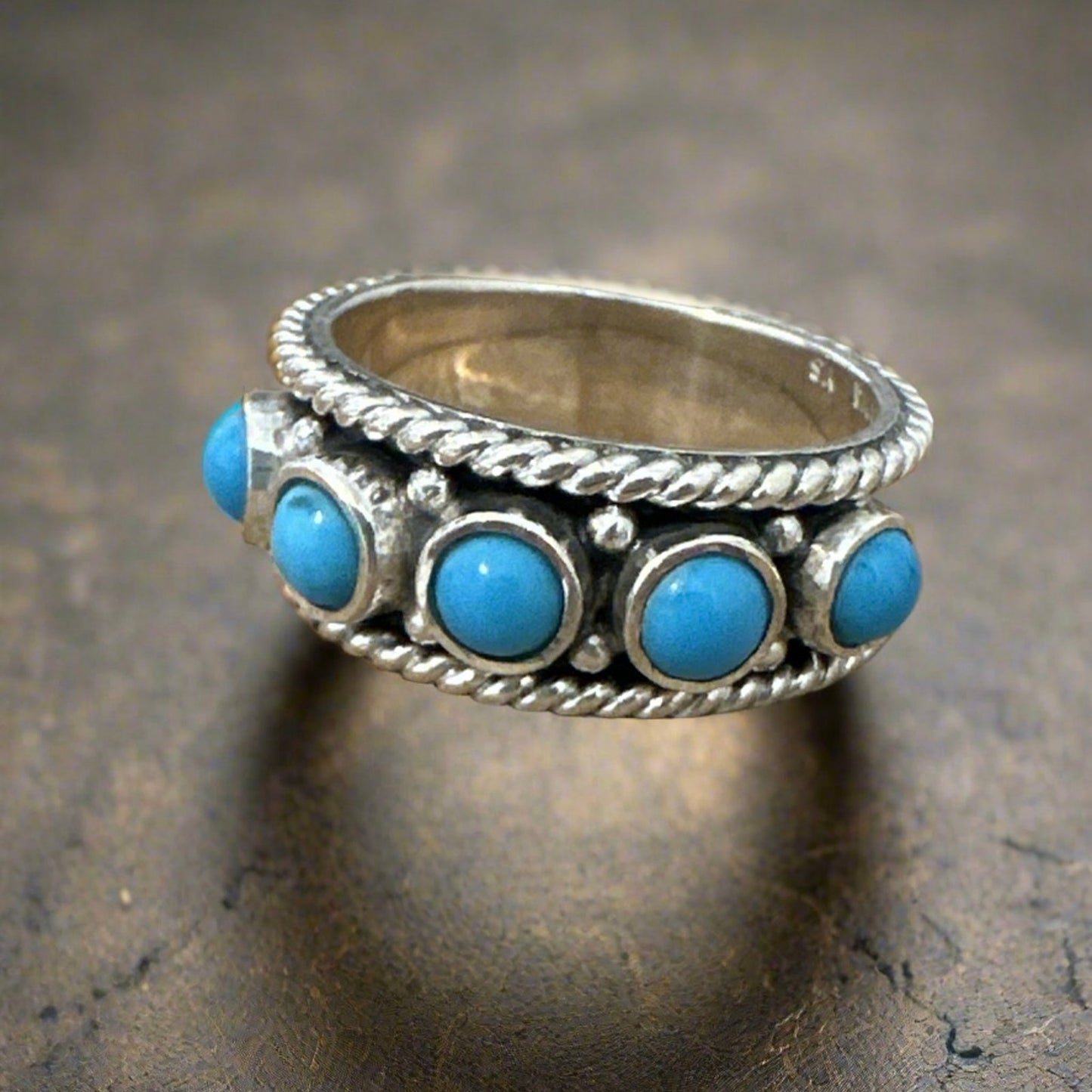 Estate Turquoise  .925 Sterling Silver Ring Size 7