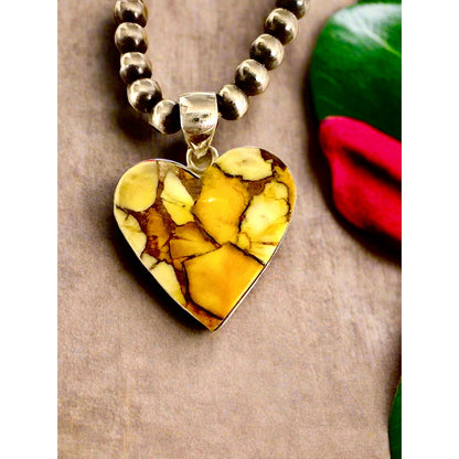 Honey Dahlia Turquoise Heart Douthwestern Pendant Sterling Silver