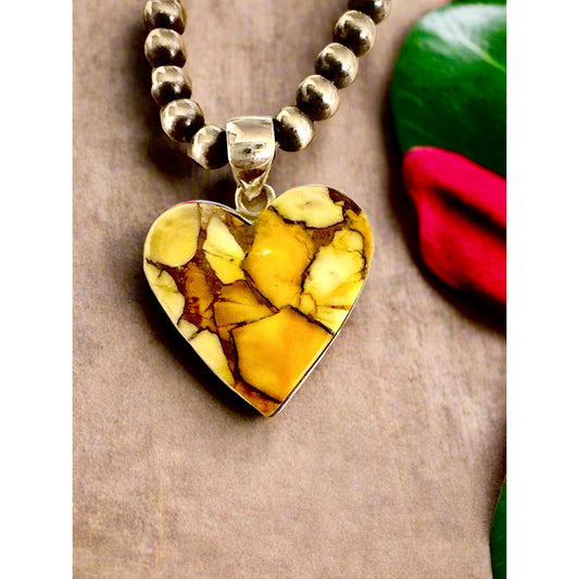 Honey Dahlia Turquoise Heart Douthwestern Pendant Sterling Silver