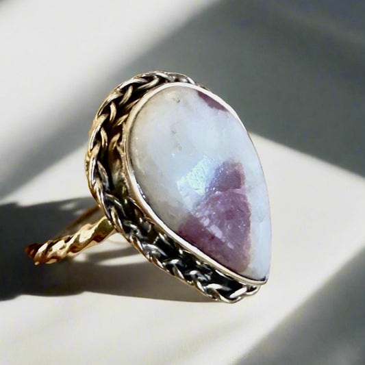 Genuine Pink Rubelite 925 Sterling Silver Ring Size 7