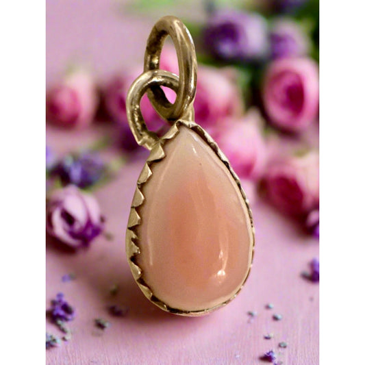 Pink Conch Teardrop/Pear Shape Sterling Silver Pendant Dainty