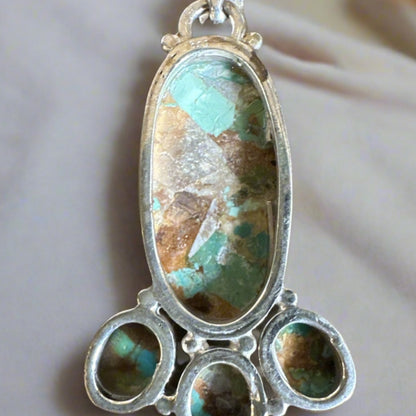 Handmade Turquoise Pendant .925 Sterling Silver 2”