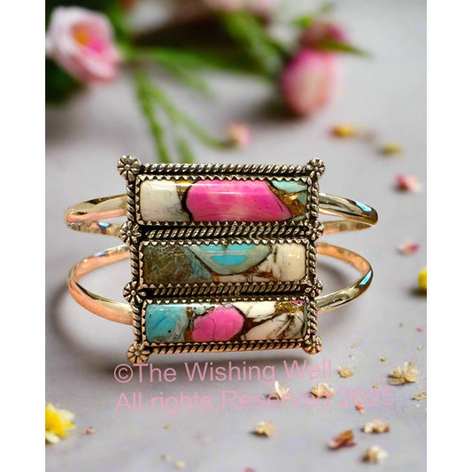 Cotton Candy Turquoise | Adjustable Cuff Bracelet 6-9”