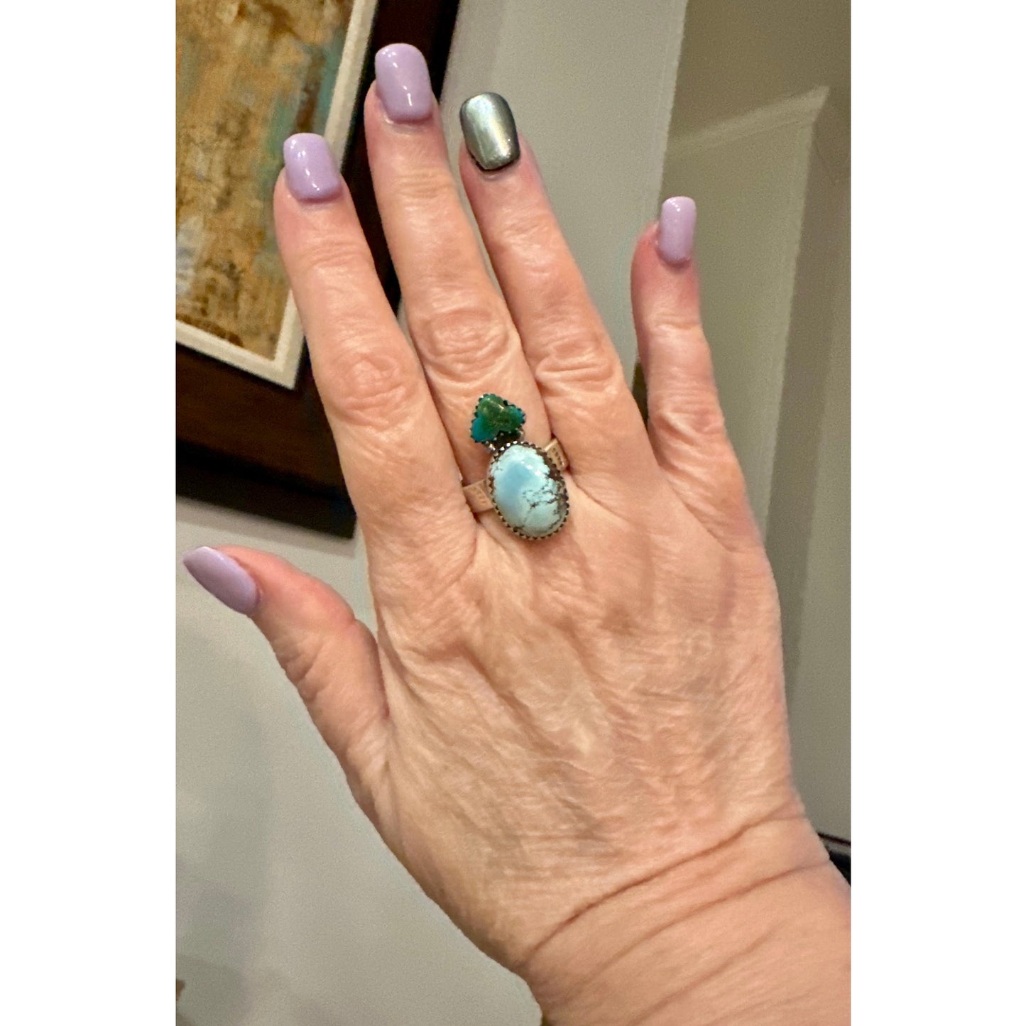 Golden Hills & Sonoran Gold Turquoise Heart Oval Ring Adjustable 6-10