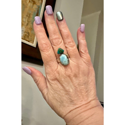 Golden Hills & Sonoran Gold Turquoise Heart Oval Ring Adjustable 6-10