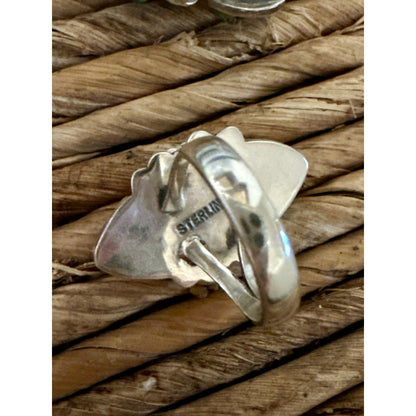 Royston Two Stone Teardrop Floral Sterling Ring Size 7