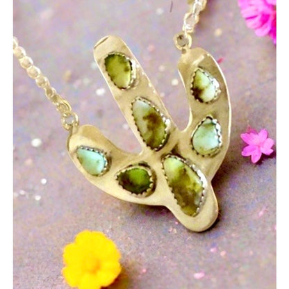 WOW!! Palomino Gold Turquoise | Cactus Necklace | 2” Long