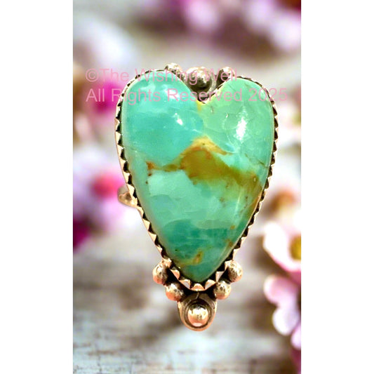 Sonoran Gold Turquoise | Heart Shape Ring | Sterling Silver | Adjustable 5-10