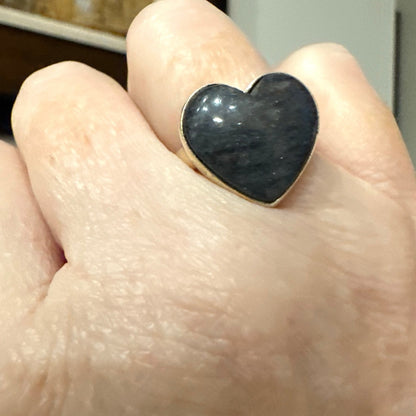 Purple  Lepidolite Heart Sterling Silver Ring Size 6.5