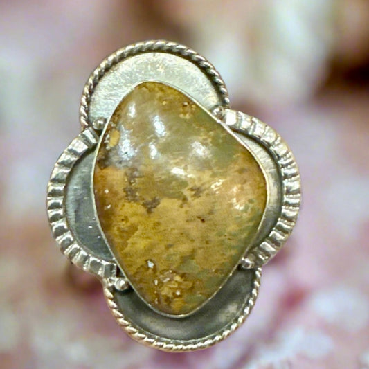 Green Brown Turquoise Southwestern Ring Adjustable
