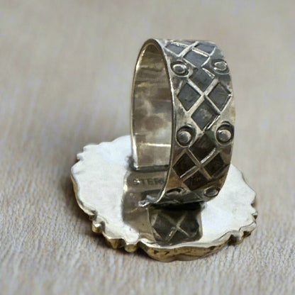 Spiny Oyster & Pink Conch Sterling Silver Southwestern Ring SZ 7