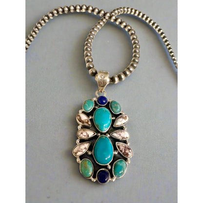 Kingman Blue & Green Turquoise Wildhorse Jasper Lapis Pendant