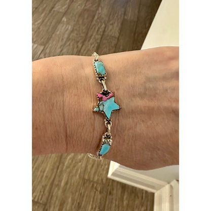 Cotton Candy Turquoise | Star Bracelet | 925 Sterling | Size 6-8” Adjustable