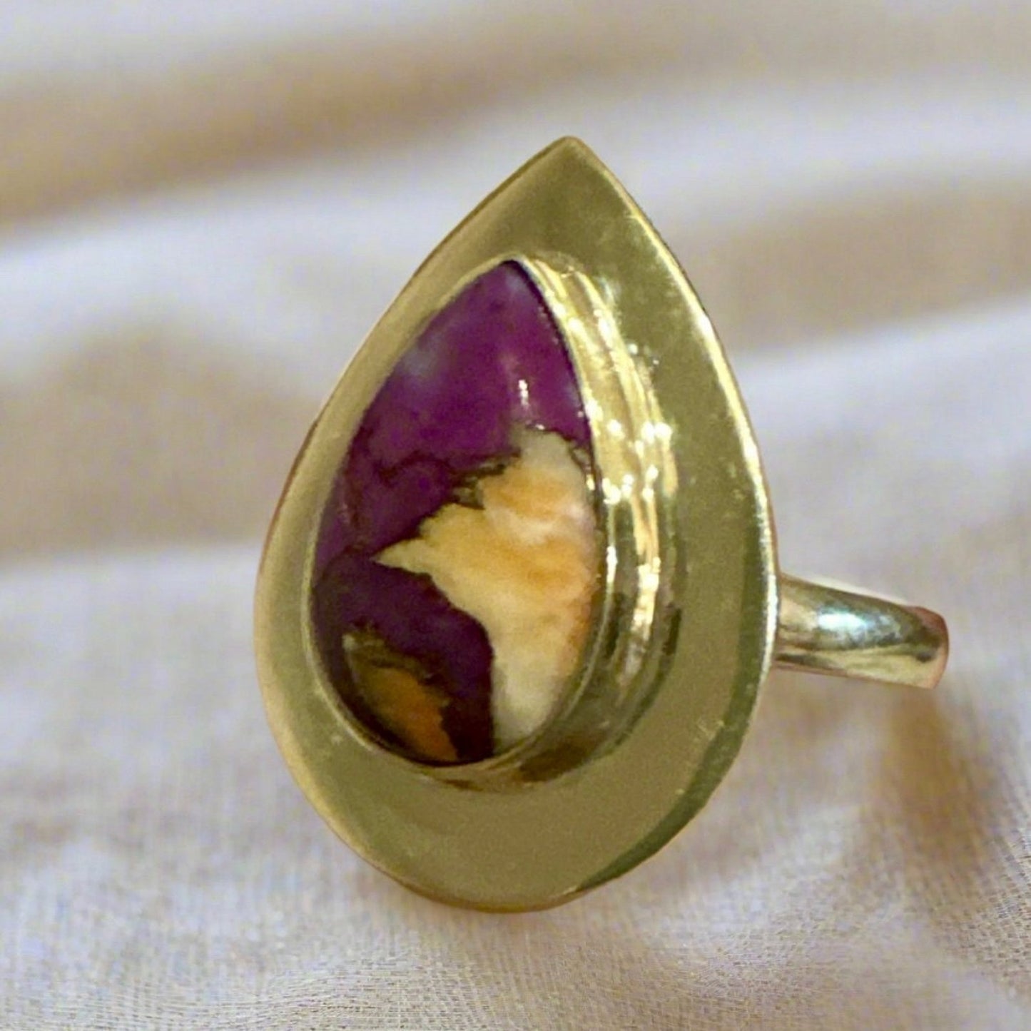 Purple Copper Kingman Turquoise Ring Sterling Size 8