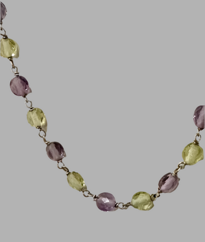 Natural Amethyst & Citrine Necklace .925 18-19.5"Stamped .925 clasp adjustable.