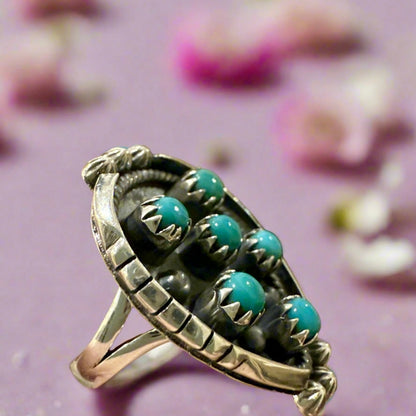 Snake Eyes Southwestern .925 Sterling Silver Ring Size 8