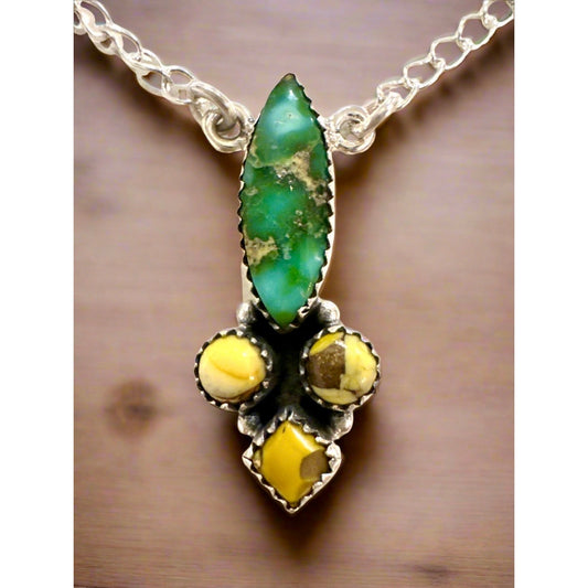 Sonoran Gold Turquoise | Honey Dahlia | Sterling Silver Necklace 18-20”