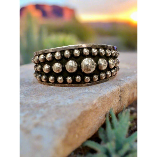 Taxco Mexico Vintage Three Row Dot Bubble Cuff Bracelet | Size 5-8