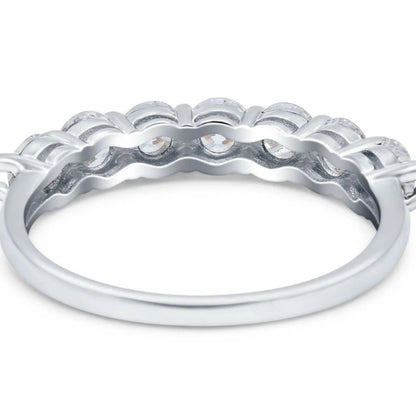 Art Deco Half Eternity Stackable Wedding Ring Simulated CZ 925 Sterling Silver