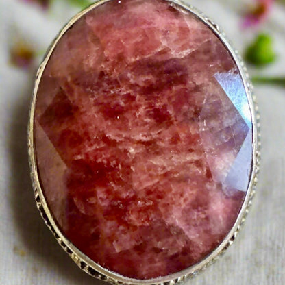 Ruby Bali Style Sterling Silver Statement Ring Size 7