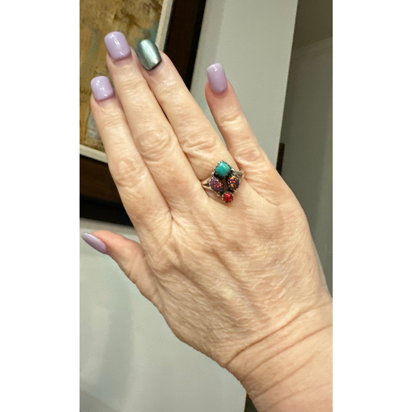 Kingman Turquoise | Balloon Opal | Sterling | Size 6