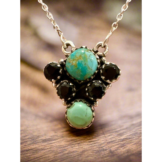 Kingman Turquoise | Sonoran Gold | Onyx Necklace 18-20” | 925 Sterling