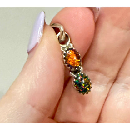 Black Aurora Opal | Sterling Silver Pendant | 1” Long