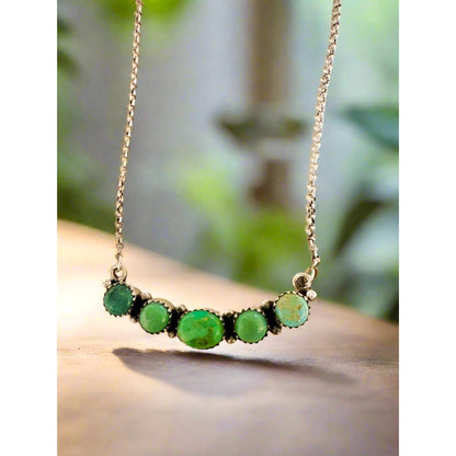 Green Mohave Turquoise Bar Nevklace Southwestern 20” Adjustable