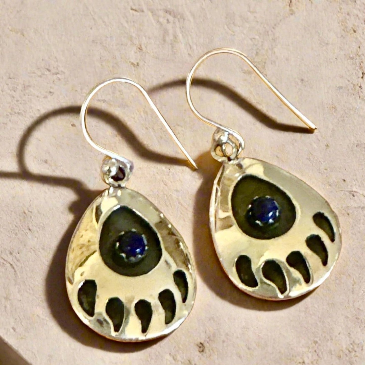 Bear Claw Southwestern Lapis Lazuli Dangle Earrings