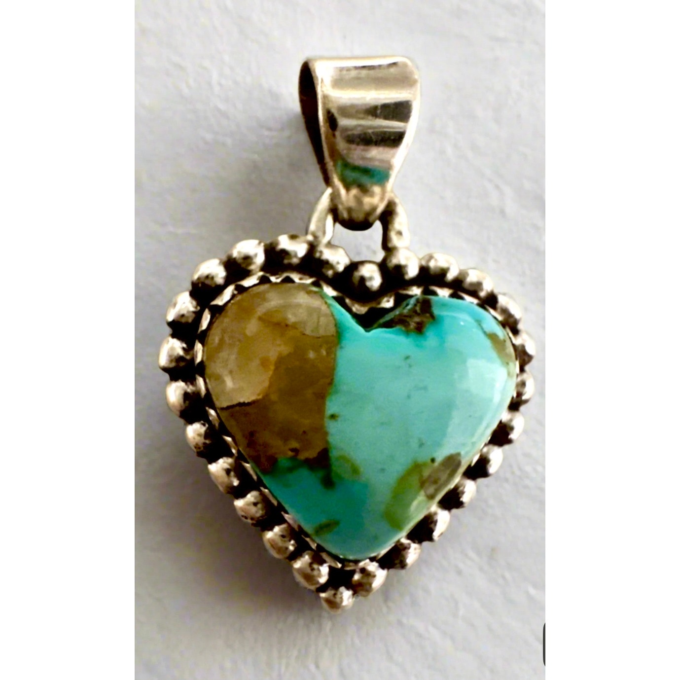 STUNNING!! Sonoran Gold Turquoise Heart Pendant 925