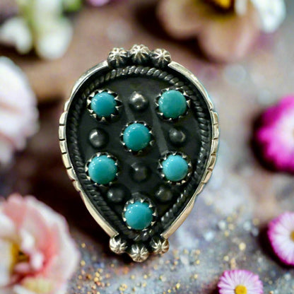 Snake Eyes Southwestern .925 Sterling Silver Ring Size 8