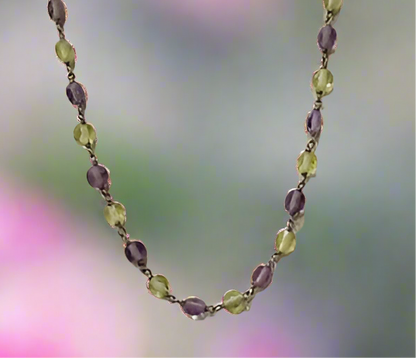 Natural Amethyst & Citrine Necklace .925 18-19.5"Stamped .925 clasp adjustable.